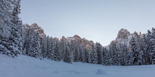 Latemar invenrno Obereggen | © Günther Pichler Prato di neve e Latemar | © Günther Pichler